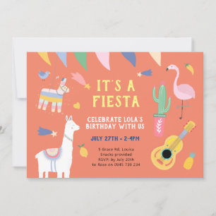 Mexican Fiesta party invitation, Llama Invitation