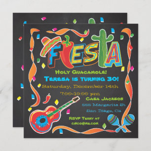 Mexican Fiesta Party Invitation on blackboard