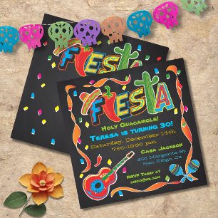 Mexican Fiesta Party Invitation on blackboard
