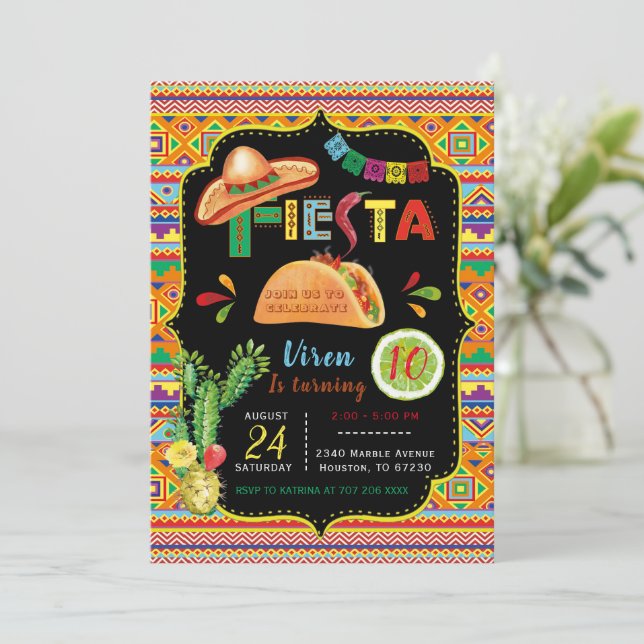 Mexican Fiesta Party Invitation Templates (Standing Front)