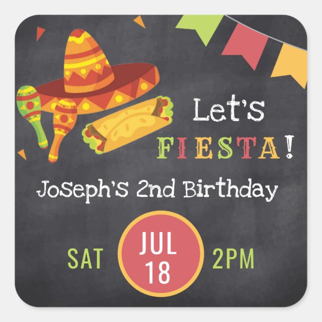 Mexican Fiesta Party Save the Date Square Sticker (Front)