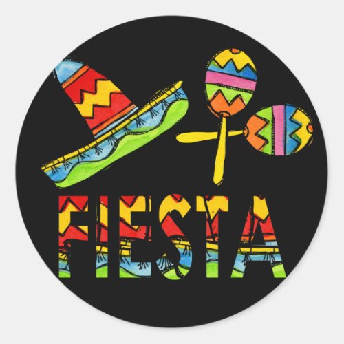 Mexican Fiesta Party Sombrero Maraca Stickers