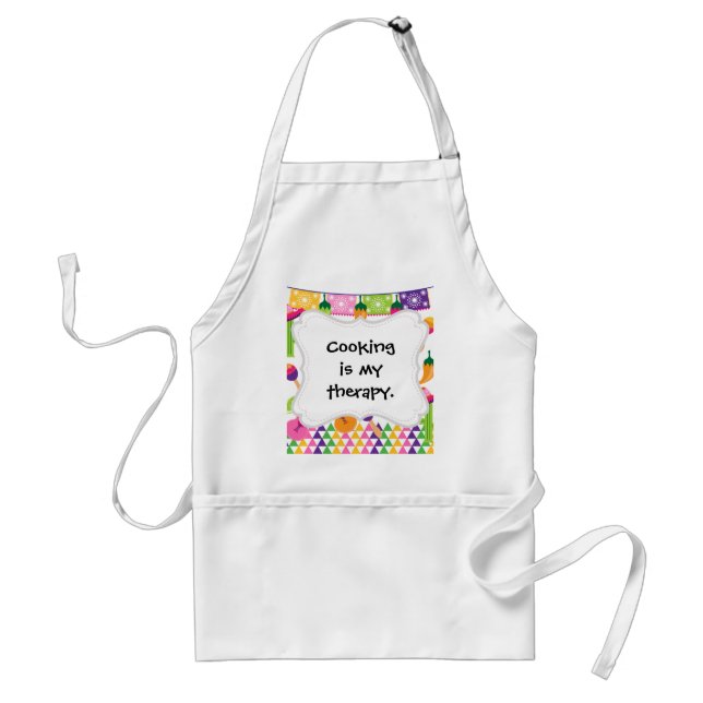 Mexican Fiesta Party Sombrero Saguaro Lime Peppers Adult Apron (Front)
