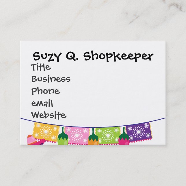 Mexican Fiesta Party Sombrero Saguaro Lime Peppers Business Card (Front)