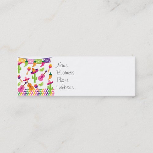 Mexican Fiesta Party Sombrero Saguaro Lime Peppers Mini Business Card