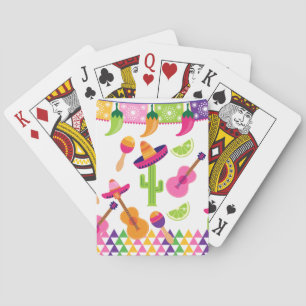 Mexican Fiesta Party Sombrero Saguaro Lime Peppers Poker Cards