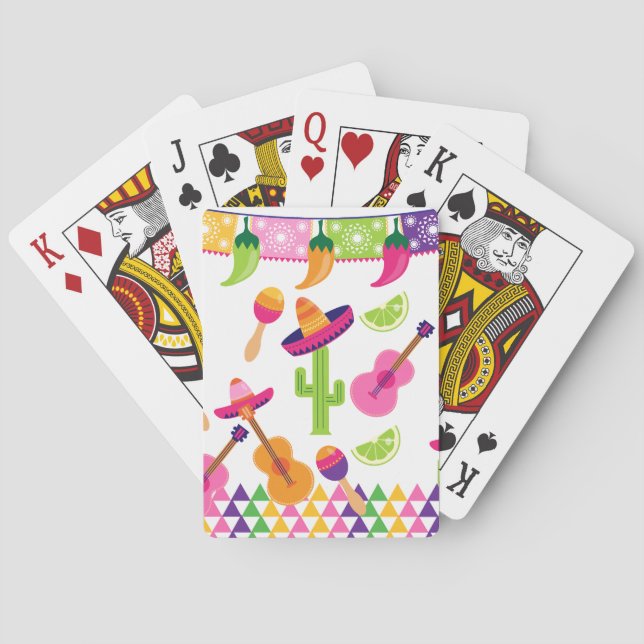 Mexican Fiesta Party Sombrero Saguaro Lime Peppers Poker Cards (Back)