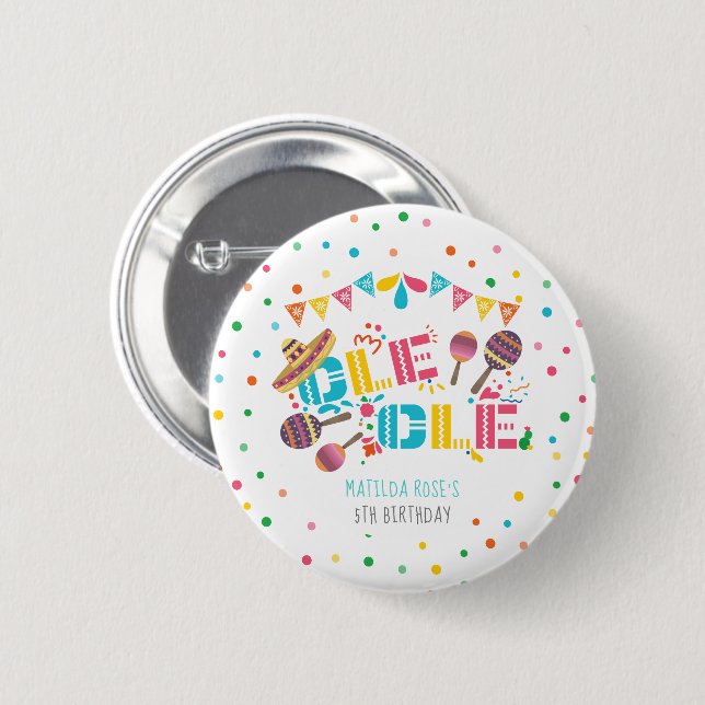Mexican Fiesta Personalized Birthday Button (Front & Back)