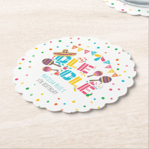 Mexican Fiesta Personalized Birthday Paper Coaster