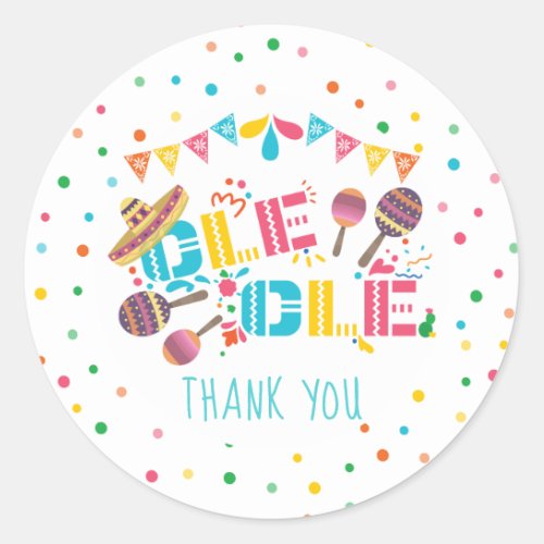 Mexican Fiesta Personalized Birthday Thank you Classic Round Sticker