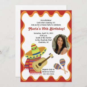 MEXICAN FIESTA PHOTO BIRTHDAY INVITATIONS