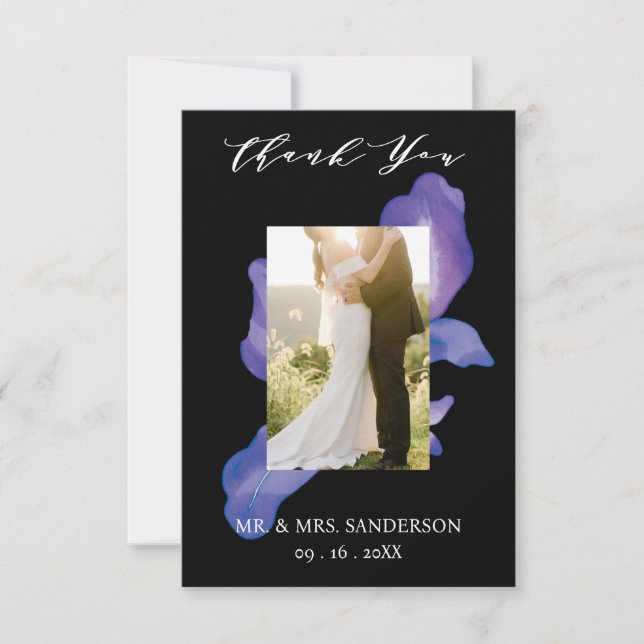 Mexican Fiesta Photo Wedding Thank You Card (Front)