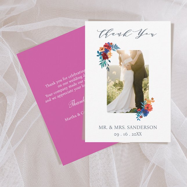 Mexican Fiesta Photo Wedding Thank You Card (Creator Uploaded)