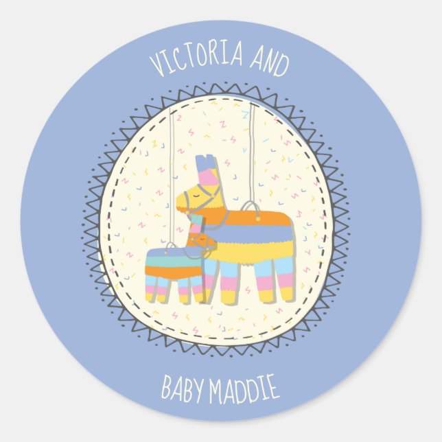 Mexican Fiesta Piñata momma and baby stickers (Front)