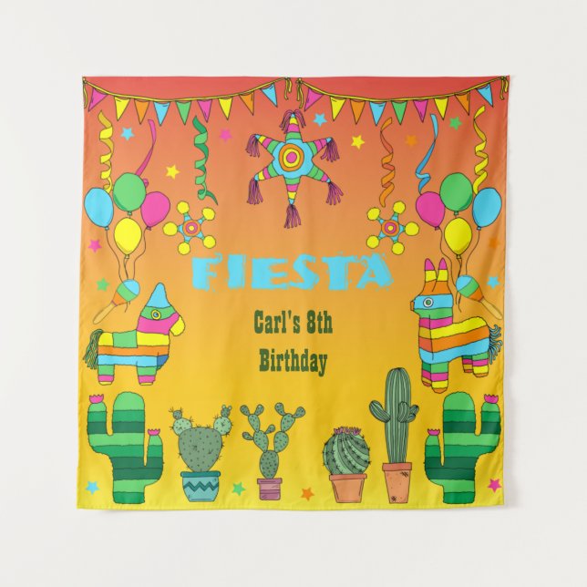 Mexican Fiesta Pinata Party Photo Booth Backdrop (Front)
