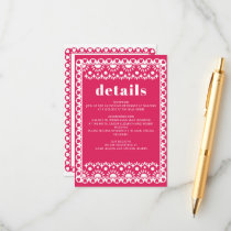 Mexican Fiesta Pink Papel Picado Boho Wedding Enclosure Card