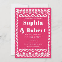 Mexican Fiesta Pink Papel Picado Boho Wedding Invitation