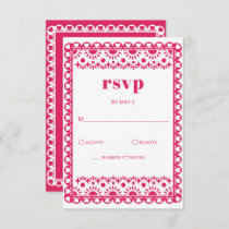 Mexican Fiesta Pink Papel Picado Boho Wedding RSVP Card