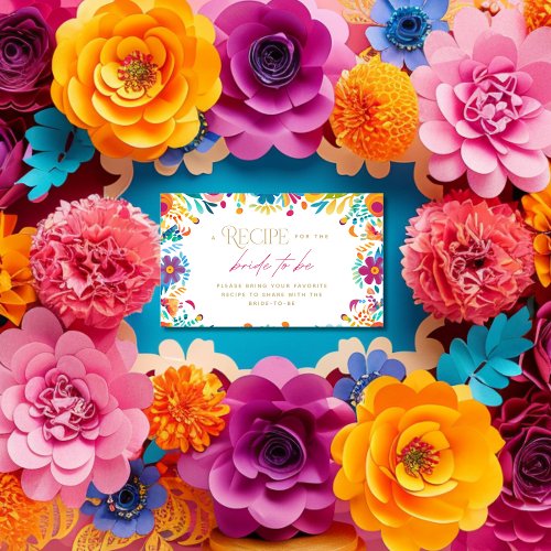 Mexican Fiesta Pink Yellow Flowers Bridal Shower Enclosure Card