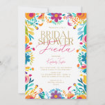 Mexican Fiesta Pink Yellow Flowers Bridal Shower Invitation at Zazzle