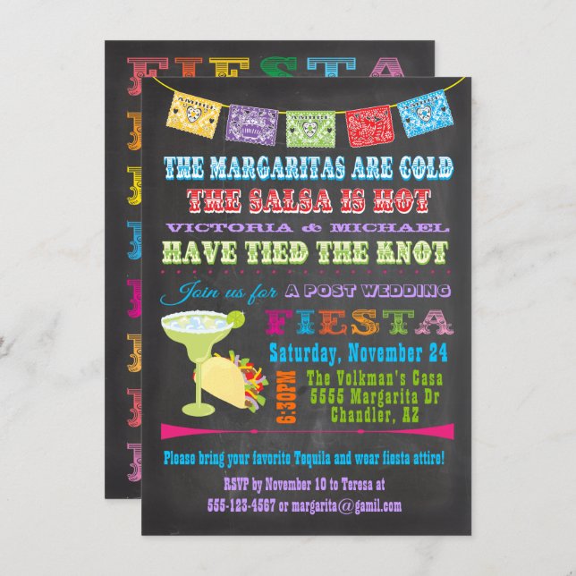 Mexican Fiesta Post Wedding Invitation (Front/Back)