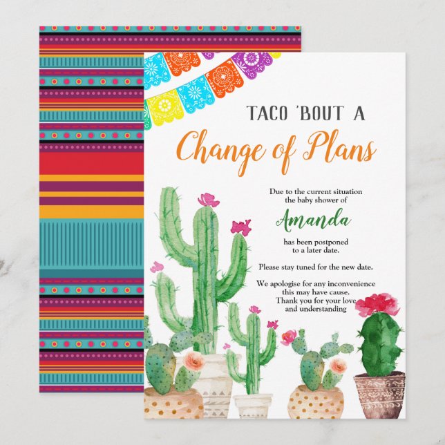 Mexican Fiesta Postponed Baby Shower Announcement (Front/Back)