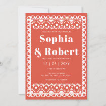 Mexican Fiesta Red Papel Picado Boho Wedding Invitation