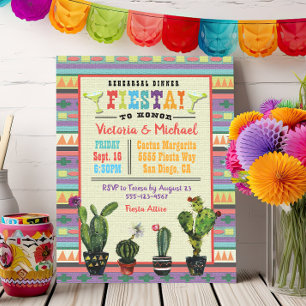 Mexican Fiesta Rehearsal Dinner cactus aztec Invitation