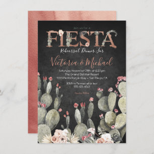 Mexican Fiesta Rehearsal Dinner Cactus Floral Invitation