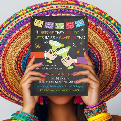 Mexican Fiesta Rehearsal Dinner Chalkboard Invitation