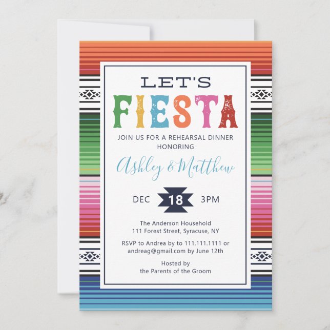 Mexican Fiesta Rehearsal Dinner Invitation (Front)