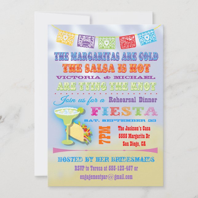Mexican Fiesta Rehearsal Dinner Invitations (Front)