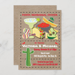 Mexican Fiesta Rehearsal Dinner Kraft Invitation