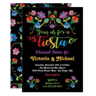 Mexican Fiesta Rehearsal Dinner with embroidery Card