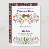 Mexican FIESTA RETIREMENT Birthday Invites Flowers (Front/Back)