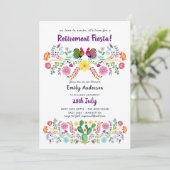 Mexican FIESTA RETIREMENT Birthday Invites Flowers (Standing Front)