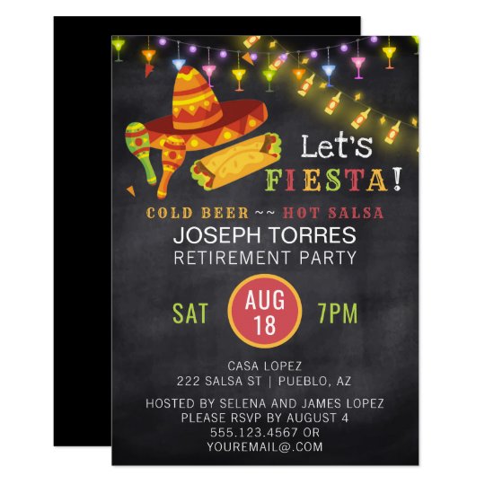 Mexican Fiesta Retirement Party Chalkboard Invitation Zazzle