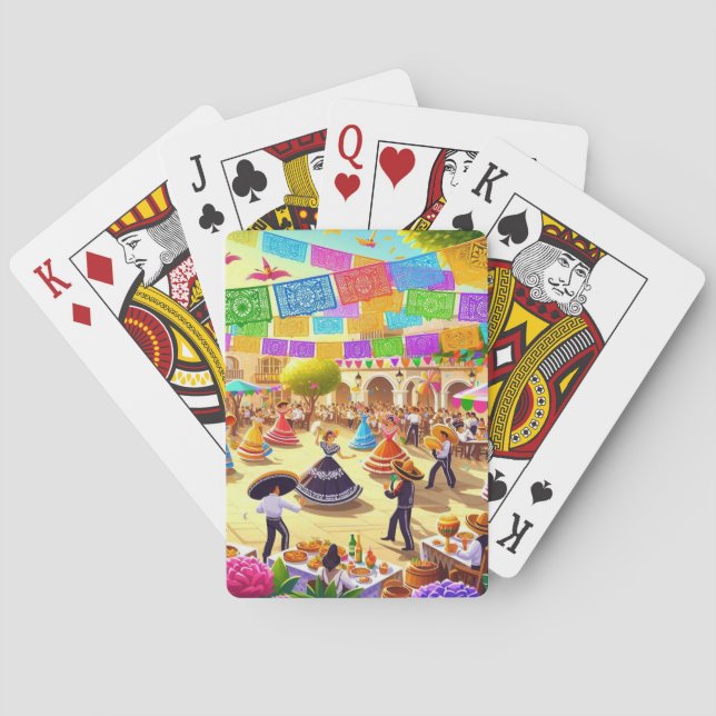 Mexican Fiesta Scene Poker Cards (Back)