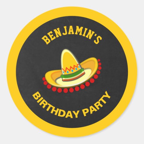 Mexican Fiesta Sombrero Birthday Party Favor Classic Round Sticker