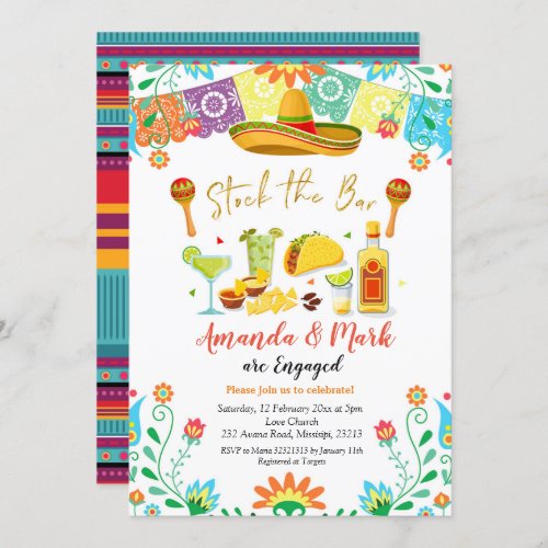 Mexican Fiesta Stock The Bar Engagement Party Invitation