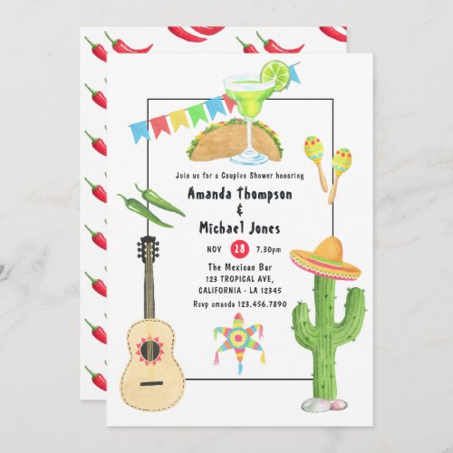 Mexican Fiesta Taco and Tequila Couples Shower Invitation