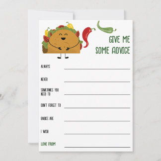 Mexican fiesta taco baby shower advice game  invitation