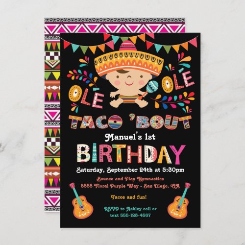 Mexican Fiesta Taco bout 1st Birthday Invitation