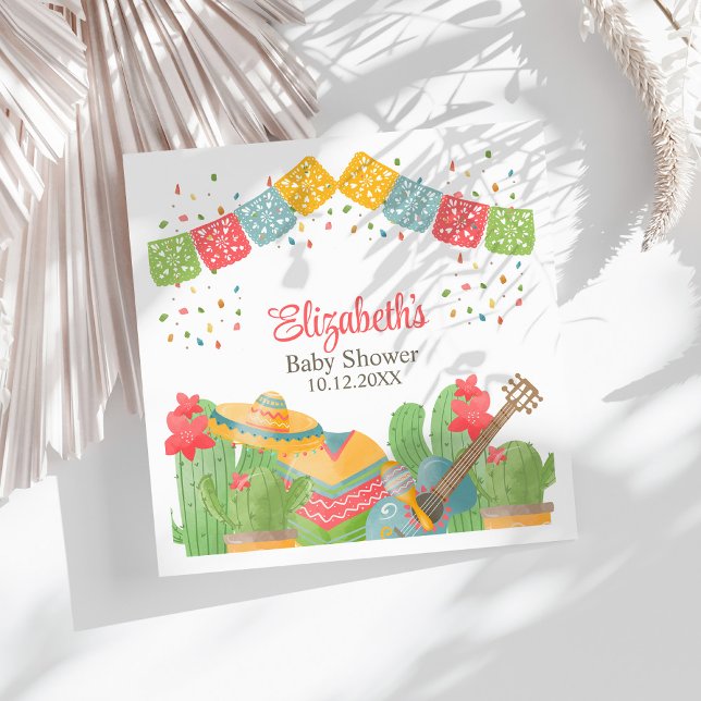 Mexican Fiesta Taco 'Bout A Baby Baby Shower Napkins (Mexican Fiesta Taco 'Bout A Baby Baby Shower Napkins on a white sunny table.)