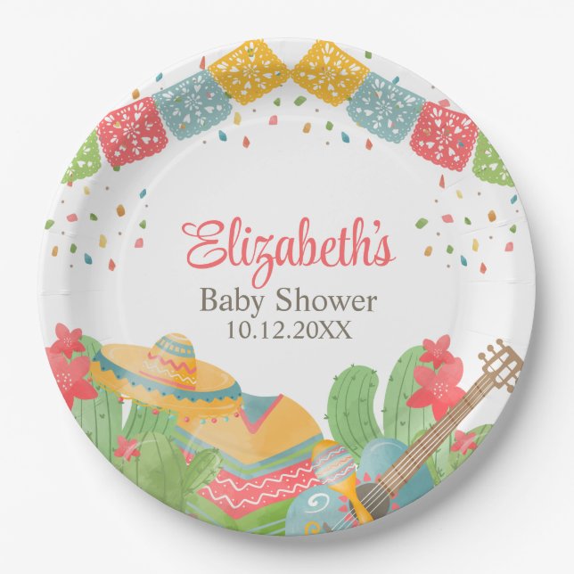 Mexican Fiesta Taco 'Bout A Baby Baby Shower Paper Plates (Front)
