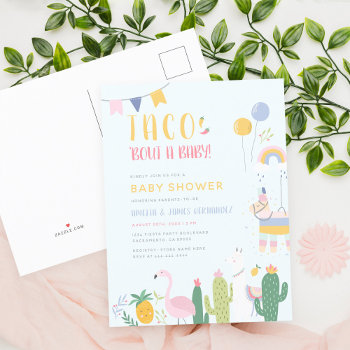 Mexican Fiesta Taco Bout A Baby Couple's Shower Invitation Postcard by Eugene_Designs at Zazzle