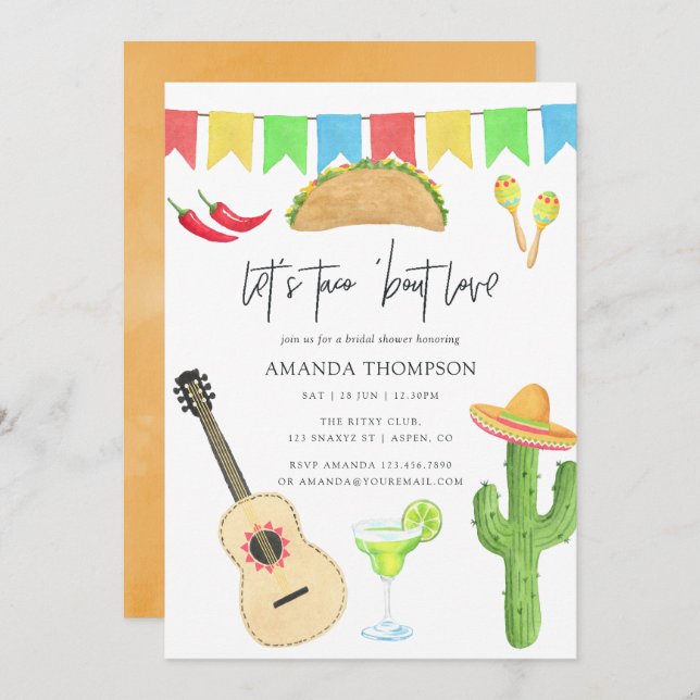 Mexican Fiesta Taco 'bout Love Bridal Shower Invitation (Front/Back)