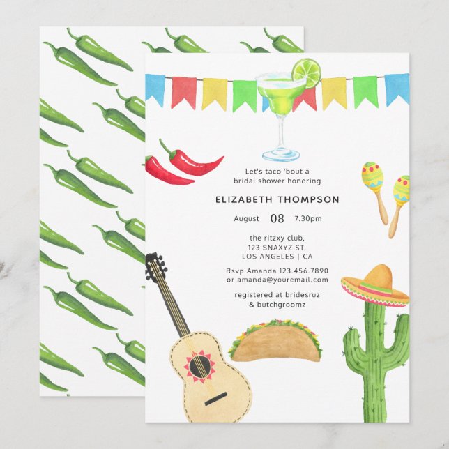 Mexican Fiesta Taco 'bout Love Bridal Shower Invitation (Front/Back)