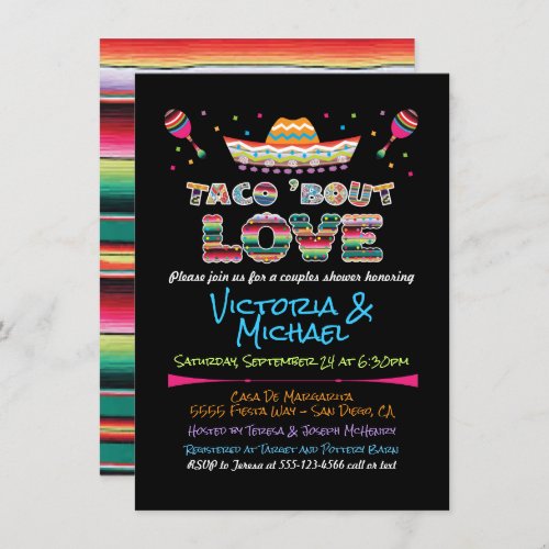 Mexican Fiesta taco bout love couples shower Invit Invitation
