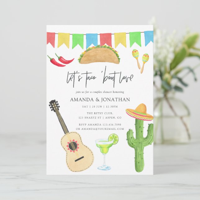 Mexican Fiesta Taco 'bout Love Couples Shower Invitation (Standing Front)